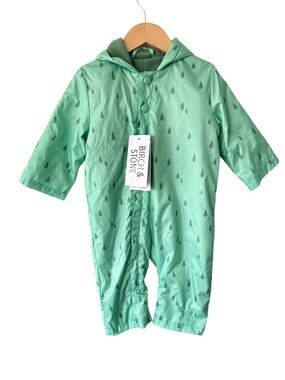 Birch & Stone New Green Raindrop Baby Lined Rain Suit 9m